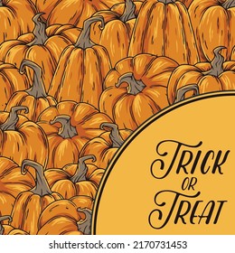 Autumn pumpkin poster or autumn background. Eco and natural decoration design for Halloween