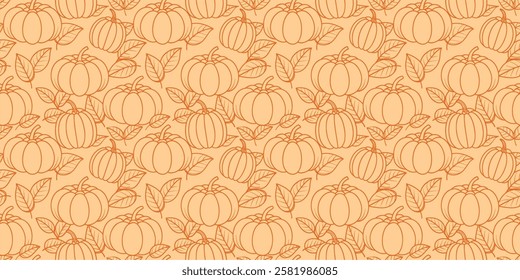 Autumn Pumpkin Seamless Pattern in Warm Tones