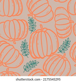 autumn pumpkin seasonal vector seamless pattern