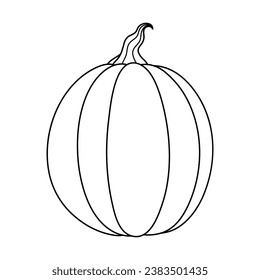 Autumn pumpkin simple line icon. Hand drawn illustration for Halloween and Thanksgiving decoration.