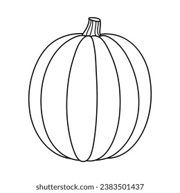 Autumn pumpkin simple line icon. Hand drawn illustration for Halloween and Thanksgiving decoration.