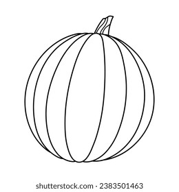 Autumn pumpkin simple line icon. Hand drawn illustration for Halloween and Thanksgiving decoration.