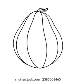 Autumn pumpkin simple line icon. Hand drawn illustration for Halloween and Thanksgiving decoration.