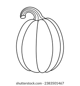 Autumn pumpkin simple line icon. Hand drawn illustration for Halloween and Thanksgiving decoration.