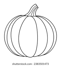 Autumn pumpkin simple line icon. Hand drawn illustration for Halloween and Thanksgiving decoration.