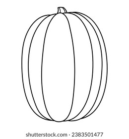 Autumn pumpkin simple line icon. Hand drawn illustration for Halloween and Thanksgiving decoration.