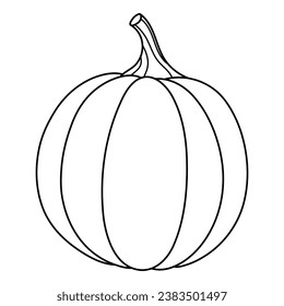 Autumn pumpkin simple line icon. Hand drawn illustration for Halloween and Thanksgiving decoration.