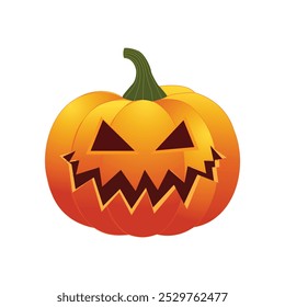 . Autumn pumpkin symbol for Halloween or Thanksgiving. Flat design. Orange pumpkin silhouette on white background.