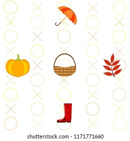 autumn pumpkin umbrella rubber boots fallen leaf basket autumnal vector background