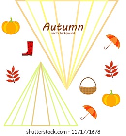 autumn pumpkin umbrella rubber boots fallen leaf basket autumnal vector background