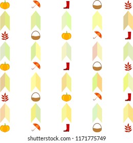 autumn pumpkin umbrella rubber boots fallen leaf basket autumnal vector background