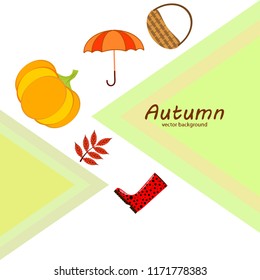 autumn pumpkin umbrella rubber boots fallen leaf basket autumnal vector background