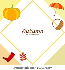 autumn pumpkin umbrella rubber boots fallen leaf basket autumnal vector background