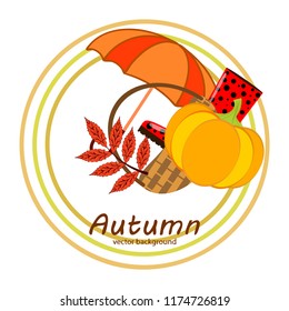 autumn pumpkin umbrella rubber boots fallen leaf basket autumnal vector background autumn pumpkin umbrella rubber boots fallen leaf basket autumnal vector background