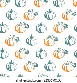 Autumn Pumpkin Vegetable Garden Vector Graphic Seamless Pattern can be use for background and apparel design