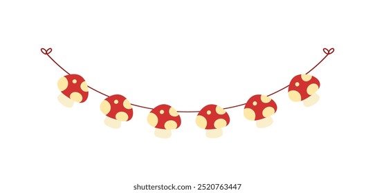 Autumn pumpkins garland for Fall and Thanksgiving season. Vector isolated on white background.