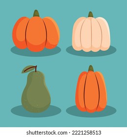 autumn pumpkins and pear set