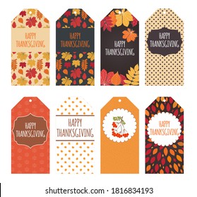 Autumn Quotes Labels Template with leaves for Thanksgiving. Vector Illustration EPS10