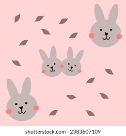 Autumn rabbit and his little baby