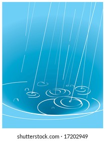 Autumn rain in blue and white colors