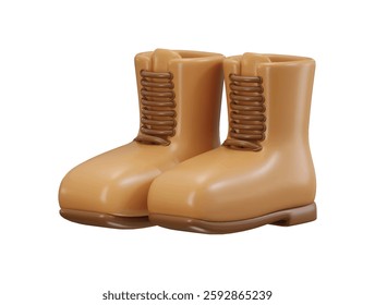 Autumn rain boot shoes icon 3d rendering vector illustration