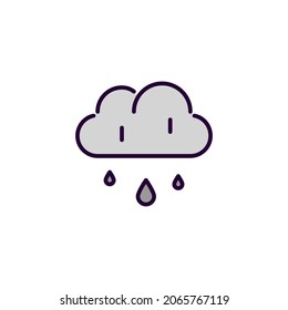 Autumn rain from a cloud. Pixel perfect, editable stroke grey line art icon