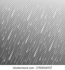 Autumn rain, drops on a transparent background. Realistic water effect. Vector illustration.