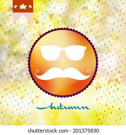 Autumn rain with hipster style Mustache and Glasses with geometric shapes. And also includes EPS 10 vector