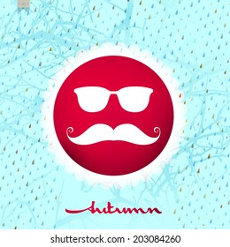 Autumn rain with hipster style Mustache and Glasses with geometric shapes. And also includes EPS 10 vector