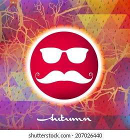Autumn rain with hipster style Mustache and Glasses with geometric shapes. And also includes EPS 10 vector