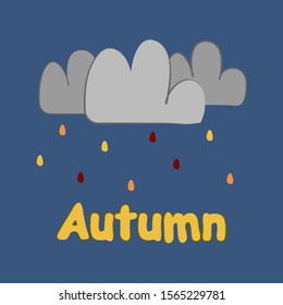 autumn rain postcard flat illustration