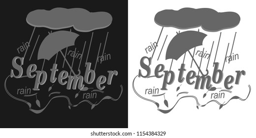 Autumn rain in September, flat design