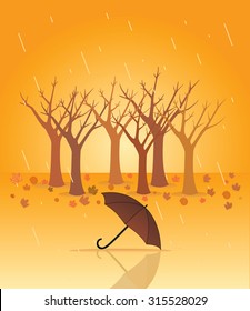 Autumn rain, vector illustration
