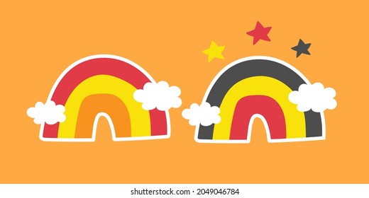 Autumn rainbow. Vector cartoon illustration.