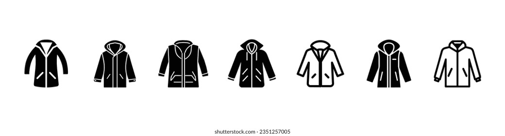 Autumn raincoat icon. Raincoat Vector Outline Icon Isolated On White Background, Raincoat thin line icon, waterproof clothing. Raincoat icon or logo illustration, jacket sign, jacket logo