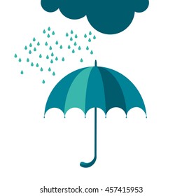 autumn rainy day with cloud and water drops symbol. umbrella icon flat simple vector illustration.