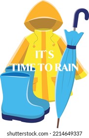 Autumn rainy postcard, vector illustration.