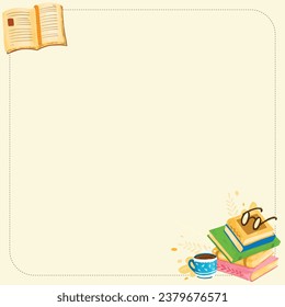 autumn read book frame corner edge decoration board vector illustration design