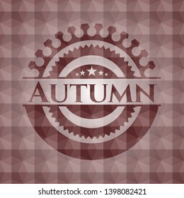 Autumn red badge with geometric background. Seamless.