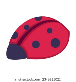 Autumn red ladybug flat illustration. Cartoon drawing of red insect. Autumn or fall, decoration, nature concept