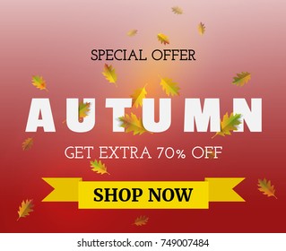 Autumn red layout background decorate  for banner leaflet poster  web  template.Vector illustration.