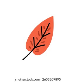 Autumn red leaf. Cozy illustration. Flat vector illustration isolated on white background.