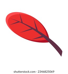 Autumn red leaf flat vector. Cartoon drawing of floral autumnal element, red leaf. Autumn decoration, nature concept.