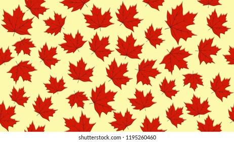 Autumn red maple leaves seamless pattern vector background
