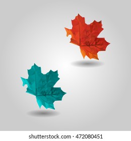 Autumn red maple-leaf high resolution flat triangle polygon vector eps10