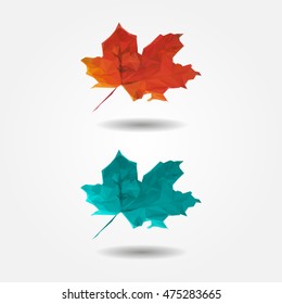 Autumn red maple-leaf high resolution flat triangle polygon vector eps10