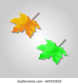Autumn red maple-leaf low resolution flat triangle polygon vector eps10