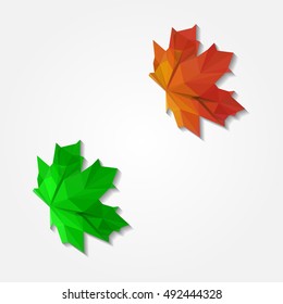 Autumn red maple-leaf low resolution flat triangle polygon vector eps10