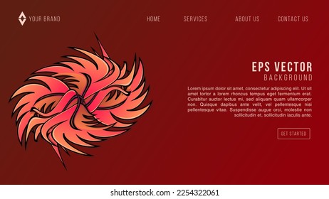 Autumn red website background with leaves. Vector illustration