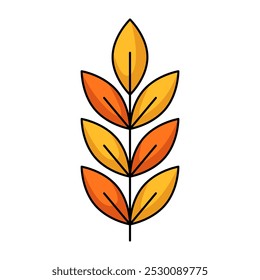 Autumn red yellow leaf. Fall seasonal concept. Vector flat simple element, color illustration. For logo, sticker, print, web design, scrapbooking